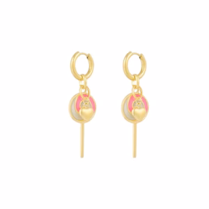 Lollypop oorbellen gold plated