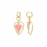 Grote oorbellen goud roze hart