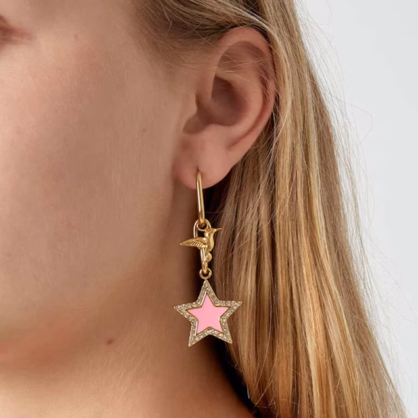 Oorbellen roze diamantjes