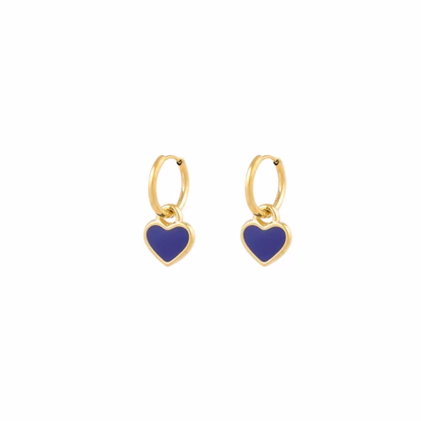 Earrings gold blue heart