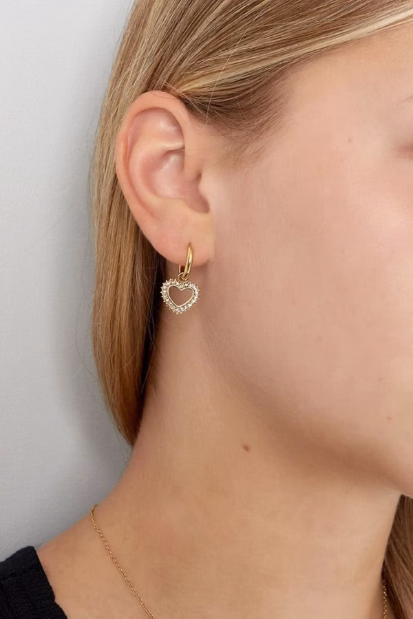 Oorringen goud diamant hartjes