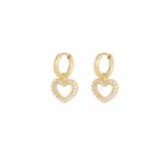 Oorringen goud diamant hartjes