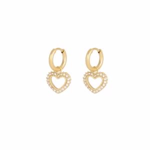 Oorringen goud diamant hartjes