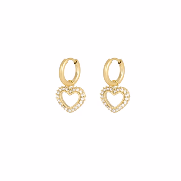 Oorringen goud diamant hartjes