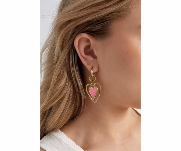Statement oorhangers dames roze hart