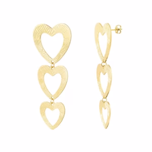 Gouden statement oorhangers hartjes lang