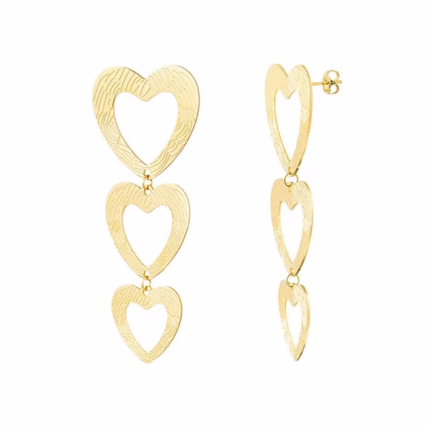 Gouden statement oorhangers hartjes lang