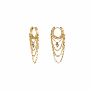 Earrings with chains gold