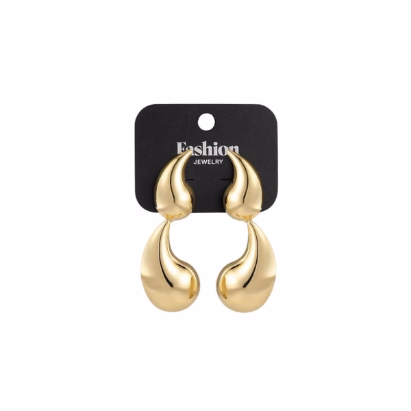 Double drop ear studs gold
