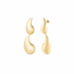 Double drop ear studs gold