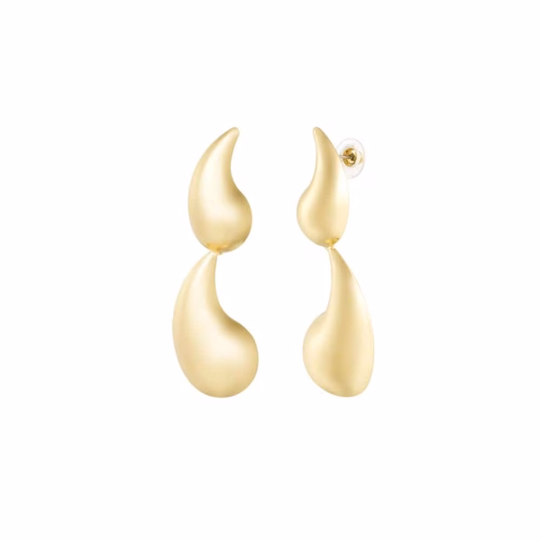 Double drop ear studs gold