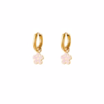 Goldplated oorringen met roze bloemetje