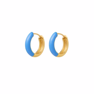Gouden oorringen met blauw
