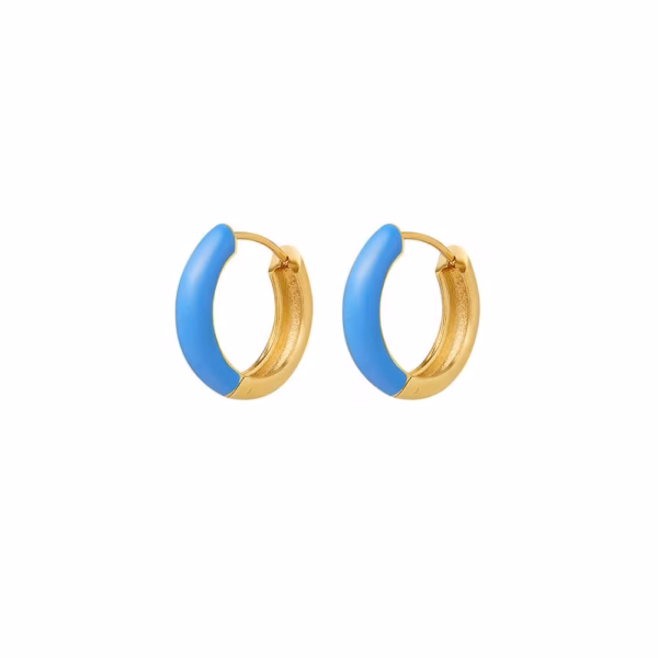 Gouden oorringen met blauw