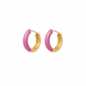 Gouden oorringen met roze