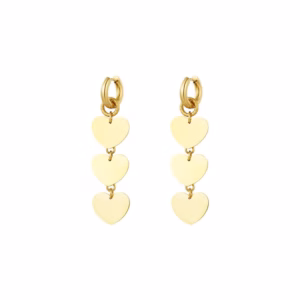 Gouden statement oorhangers hartjes