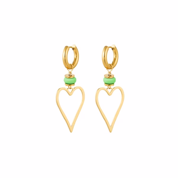 Large gold open heart earrings