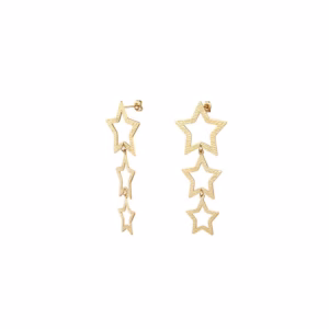 Long gold stars earrings
