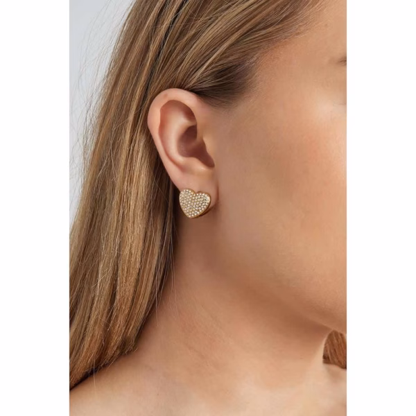 Boucles d'oreilles coeur en or avec zircon