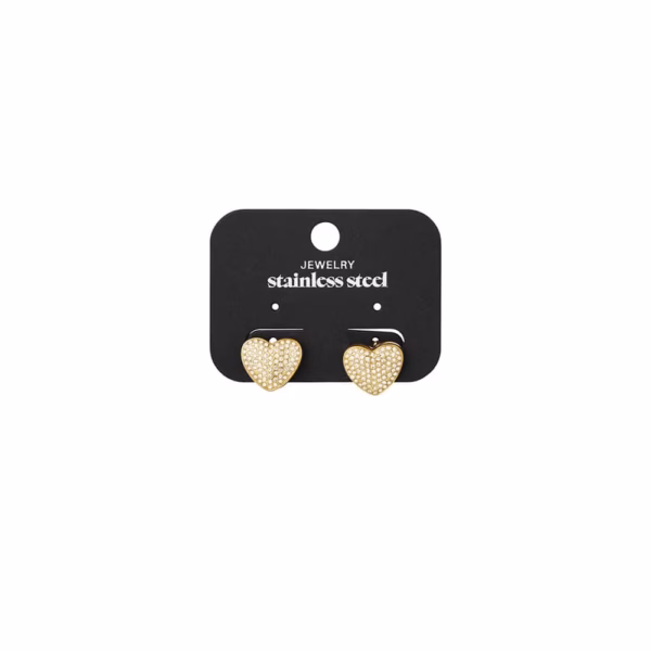 Boucles d'oreilles coeur en or avec zircon