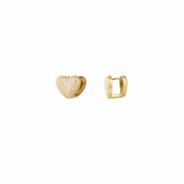 Boucles d'oreilles coeur en or avec zircon