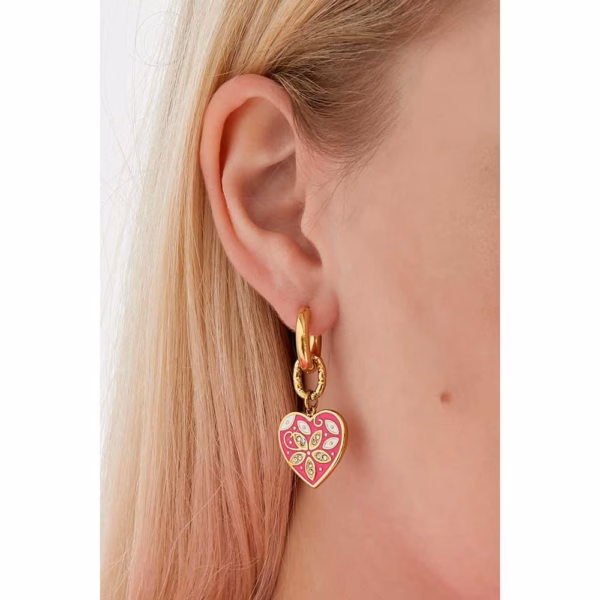 Oorringen roze hartjes