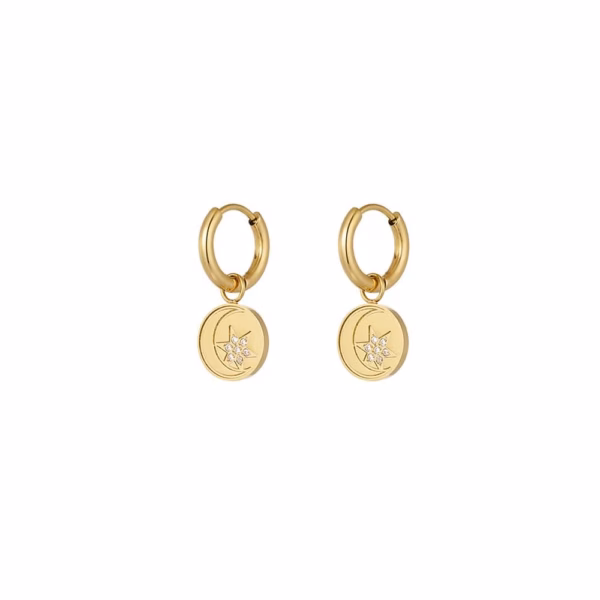 Boucles d'oreilles petites pièces or avec lune