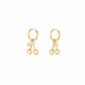 Gouden oorringen met kersen hangers
