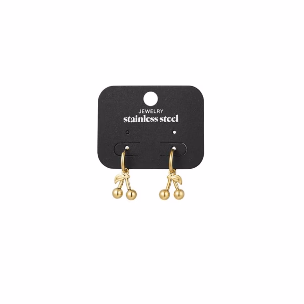 Gouden oorringen met kersen hangers