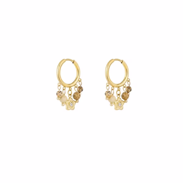 Statement earrings beige beads