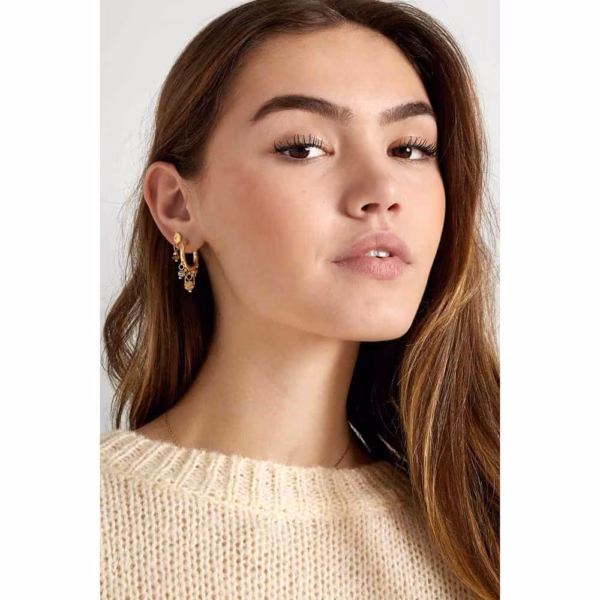 Statement earrings beige beads