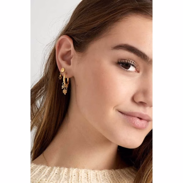 Statement earrings beige beads