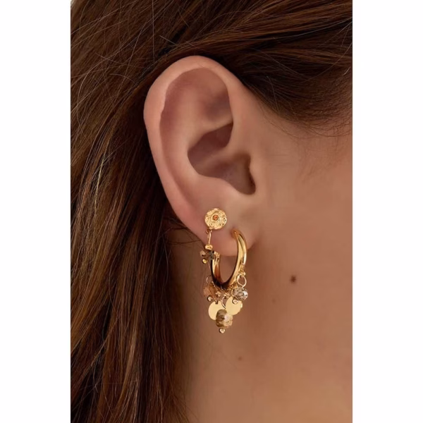 Statement earrings beige beads