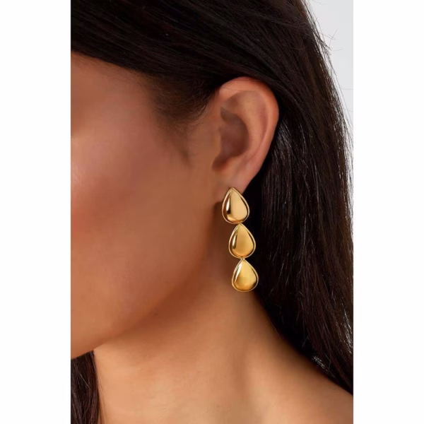 Gold-tone triple drop earrings