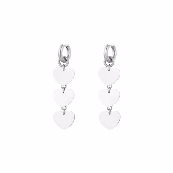 Boucles d'oreilles argentées coeurs