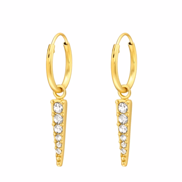 Creolen gold plated met pegels kristal