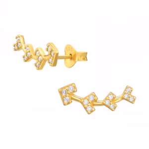 Oorstekers gold plated pijlen met kristal