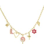 Ketting bedels roze gold