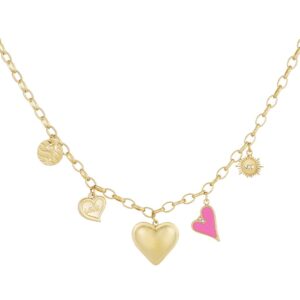 Schakelketting met hartjes bedels