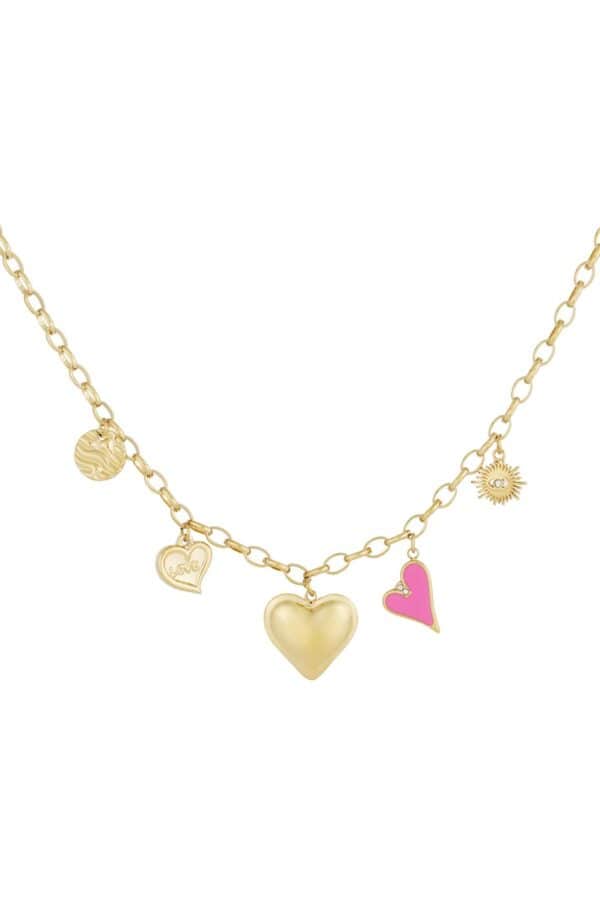 Schakelketting met hartjes bedels