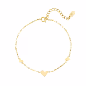 Gold plated minimalistisch armbandje met hartjes