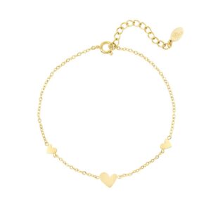 Gold plated minimalistisch armbandje met hartjes