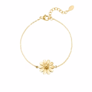 Minimalistisch gold plated armbandje met bloem