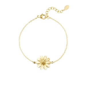 Minimalistisch gold plated armbandje met bloem