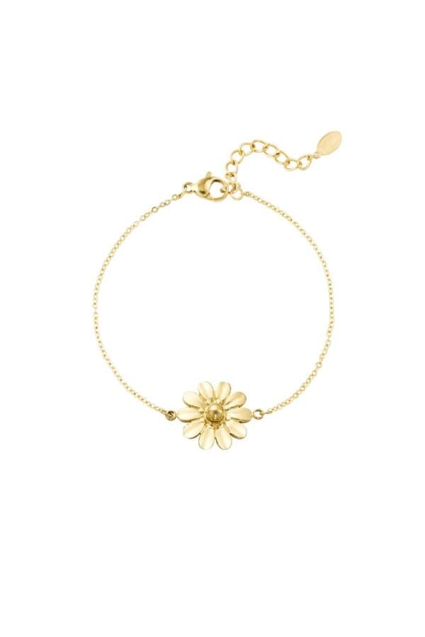 Minimalistisch gold plated armbandje met bloem