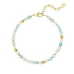 armband goud blauwe kraaltjes