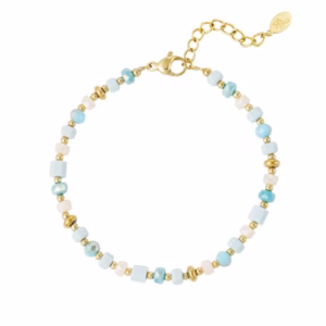 Kralenarmbandje met blauwe, gouden kralen