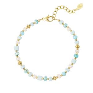 Kralenarmbandje met blauwe, gouden kralen