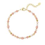 armband goud roze kraaltjes
