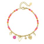 armband roze oranje bedels